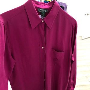 Ralph Lauren Size 14 Silk Fuchsia Blouse